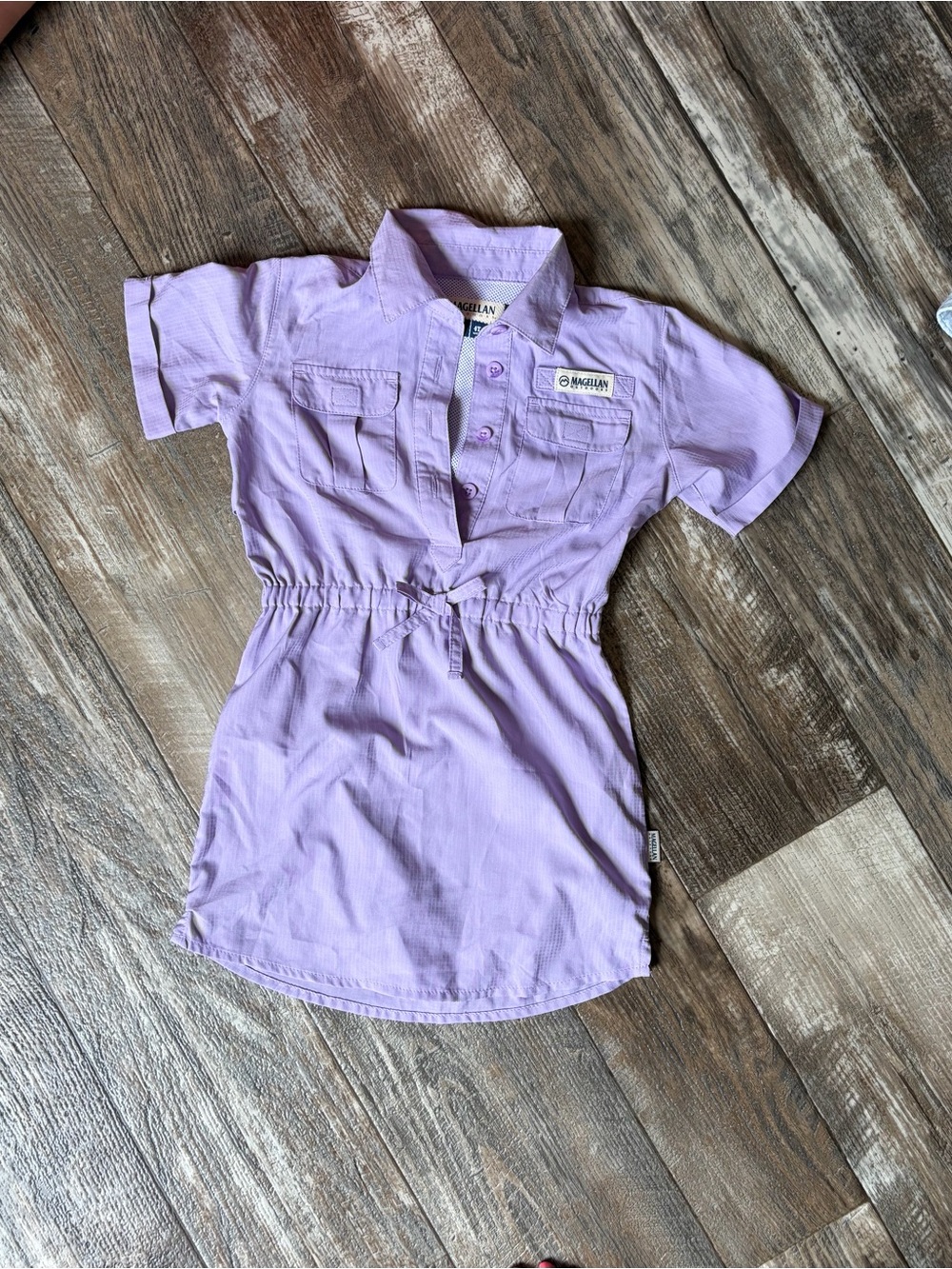 Magellan Outdoors Lilac Short-Sleeve Shirt Dress